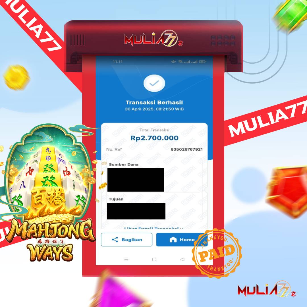 Menang Jackpot Slot Online Gacor MULIA77 Resmi Rp 2.700.000