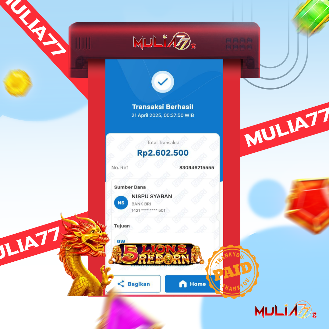 Menang Jackpot Slot Online Gacor MULIA77 Resmi Rp 2.602.500