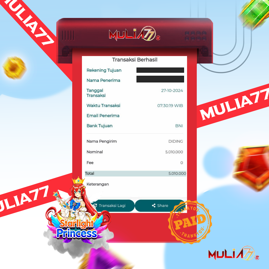Menang Jackpot Slot Online Gacor MULIA77 Resmi Rp 5.010.000