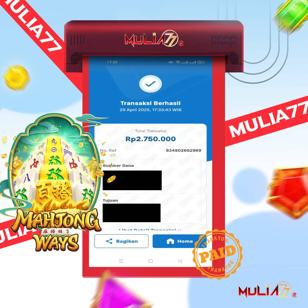 Menang Jackpot Slot Online Gacor MULIA77 Resmi Rp 2.750.000
