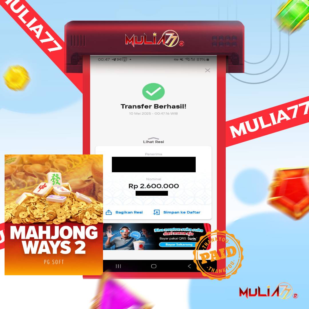 Menang Jackpot Slot Online Gacor MULIA77 Resmi Rp 2.600.000