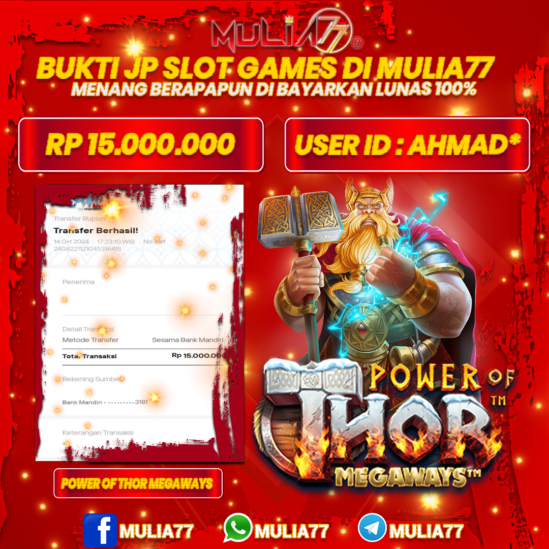 Menang Jackpot Slot Online Gacor MULIA77 Resmi Rp 15.000.000 