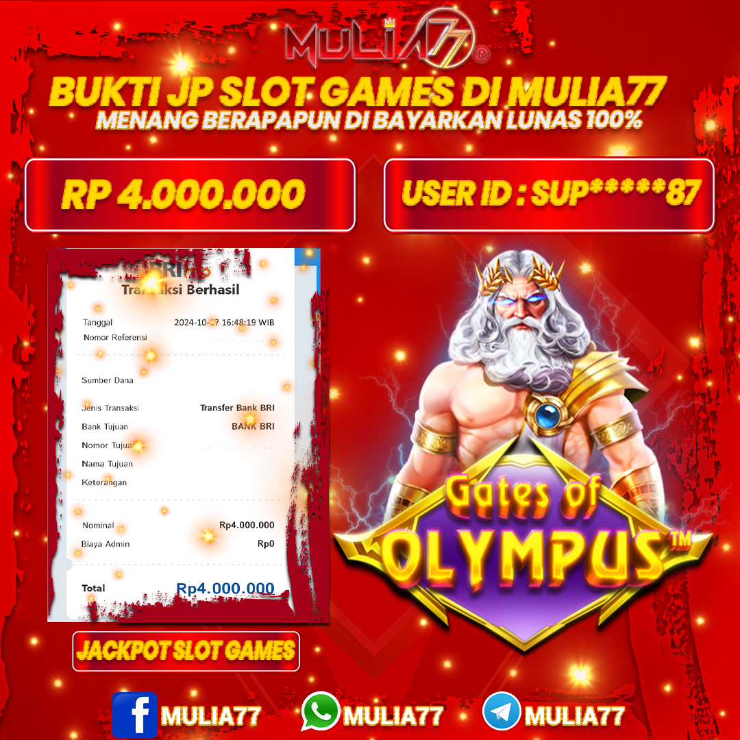 Menang Jackpot Slot Online Gacor MULIA77 Resmi Rp 4.000.000