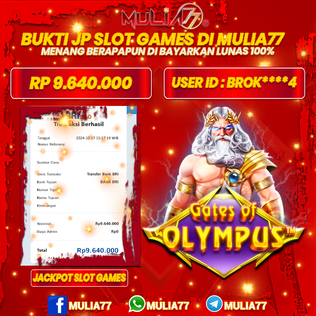 Menang Jackpot Slot Online Gacor MULIA77 Resmi Rp 9.640.000
