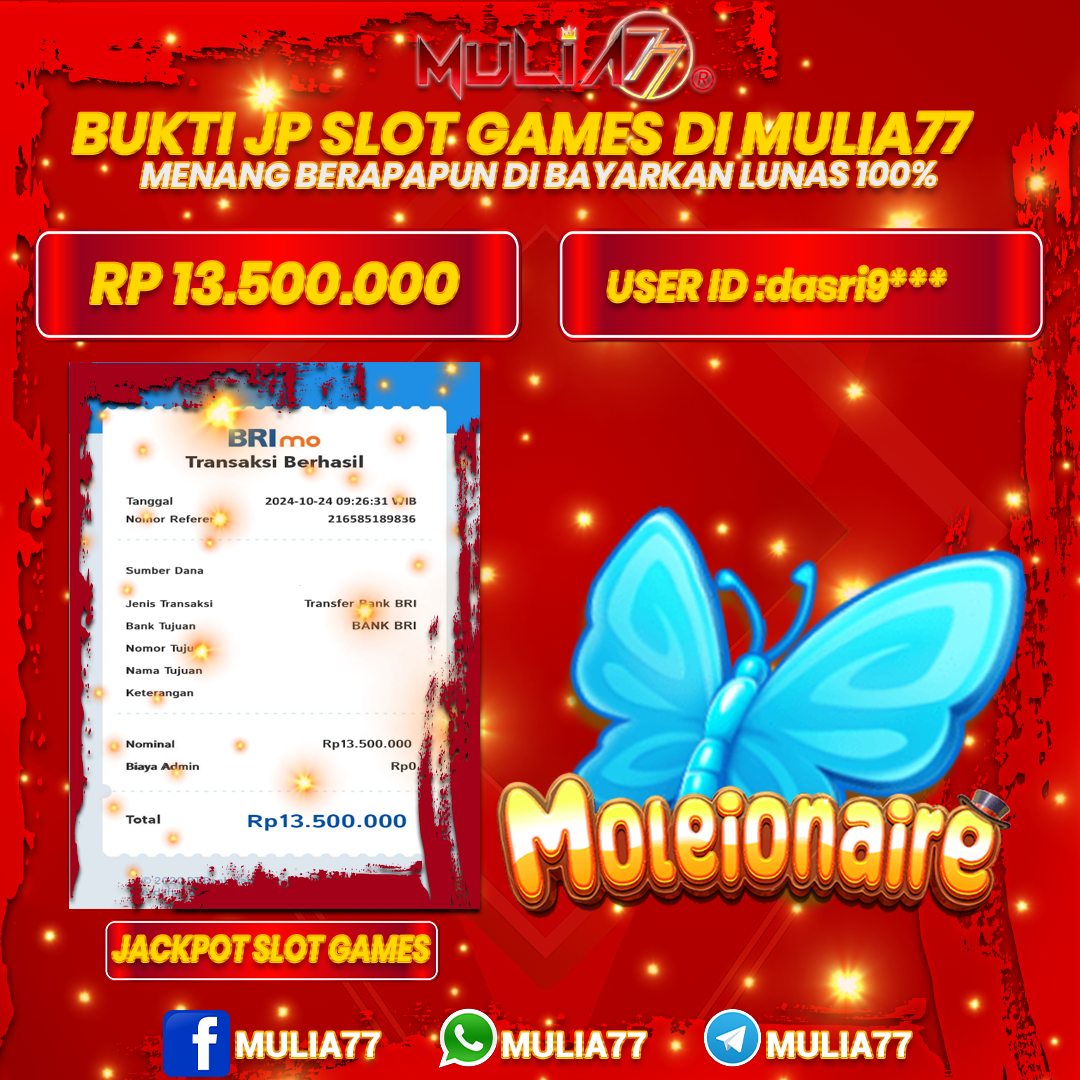 Menang Jackpot Slot Online Gacor MULIA77 Resmi Rp 13.500.000