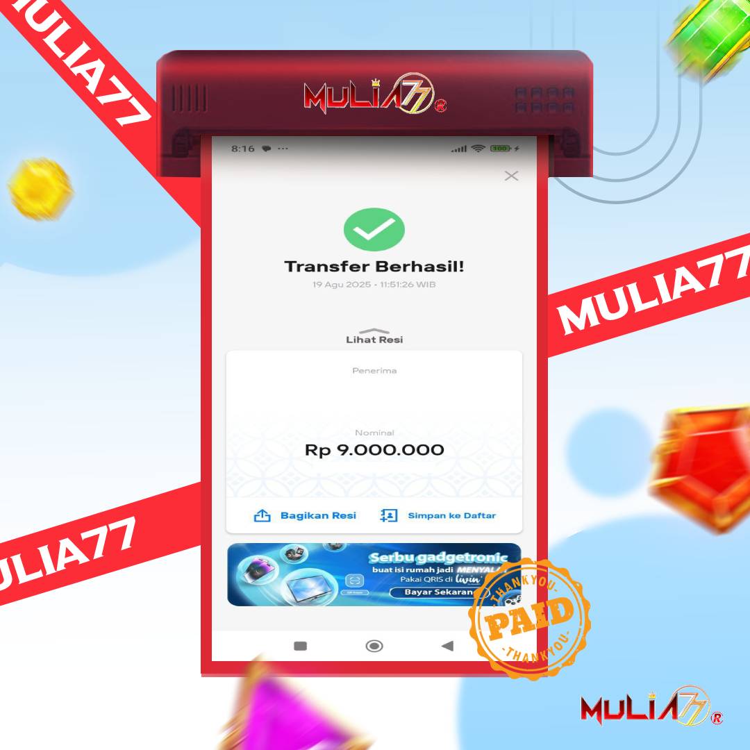 Menang Jackpot Slot Online Gacor MULIA77 Resmi Rp9.000.000