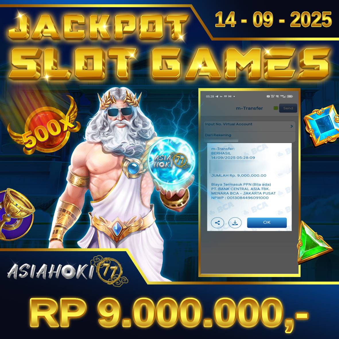 Menang Jackpot Slot Online Gacor MULIA77 Resmi Rp9.000.000