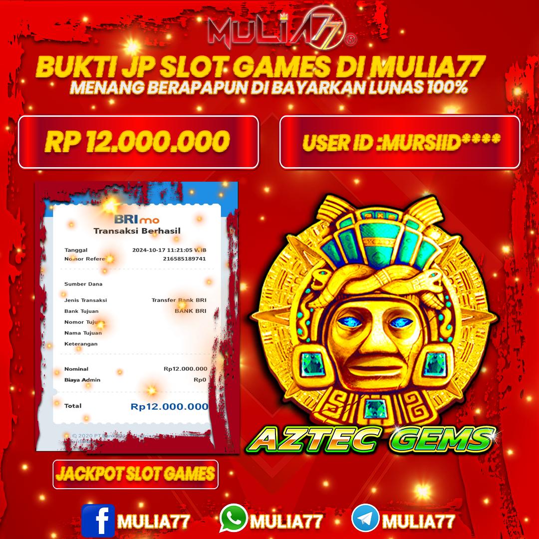 Menang Jackpot Slot Online Gacor MULIA77 Resmi Rp 12.000.000