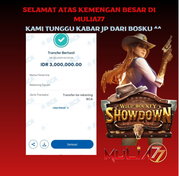Menang Jackpot Slot Online Gacor MULIA77 Resmi Rp 3.000.000	