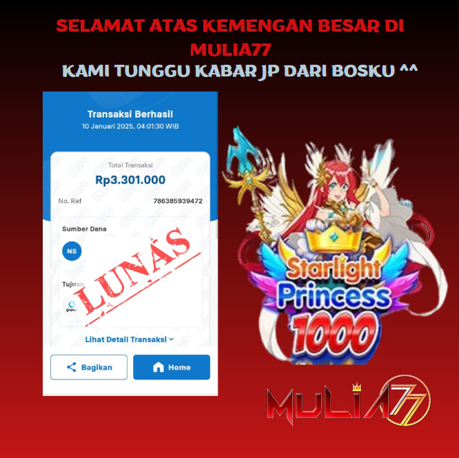 Menang Jackpot Slot Online Gacor MULIA77 Resmi Rp 3.301.000