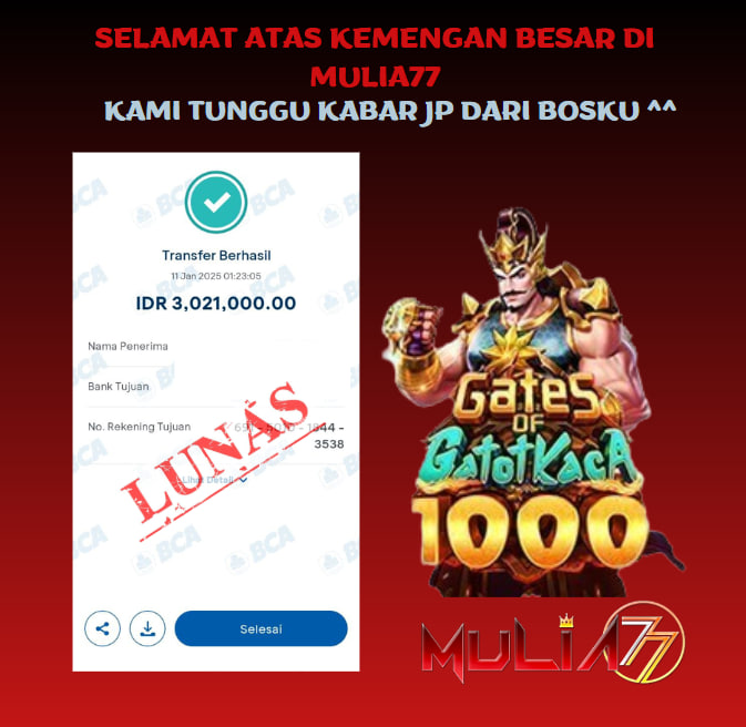 Menang Jackpot Slot Online Gacor MULIA77 Resmi Rp 3.021.000