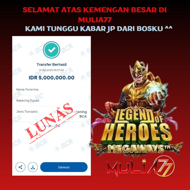 Menang Jackpot Slot Online Gacor MULIA77 Resmi Rp 5.000.000