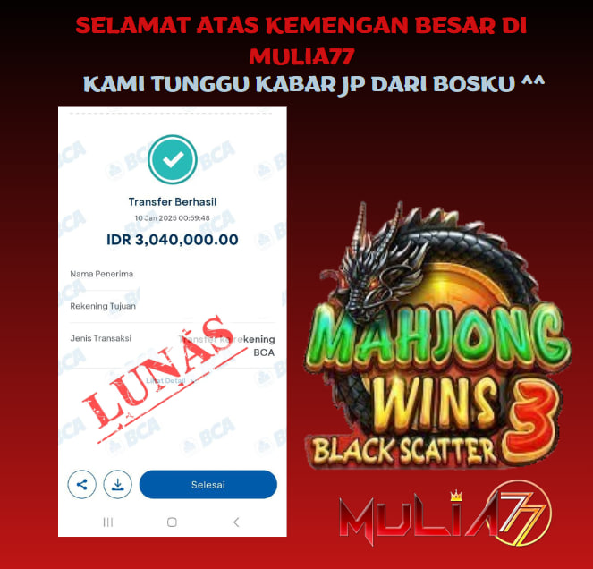 Menang Jackpot Slot Online Gacor MULIA77 Resmi Rp 3.040.000