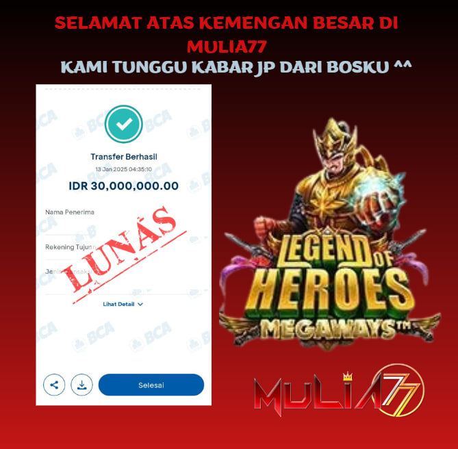 Menang Jackpot Slot Online Gacor MULIA77 Resmi Rp 30.000.000	