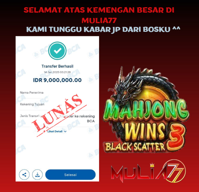 Menang Jackpot Slot Online Gacor MULIA77 Resmi Rp 9.000.000