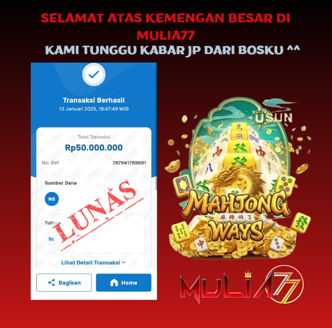 Menang Jackpot Slot Online Gacor MULIA77 Resmi Rp 50.000.000