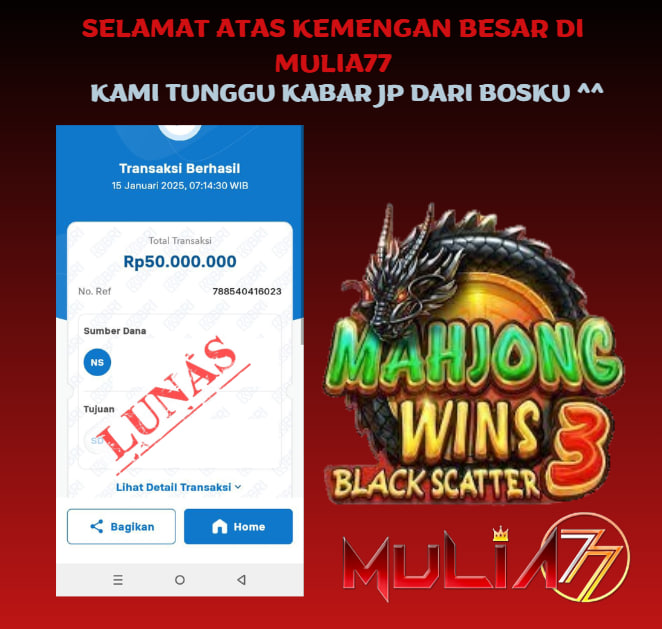 Menang Jackpot Slot Online Gacor MULIA77 Resmi Rp 50.000.000	