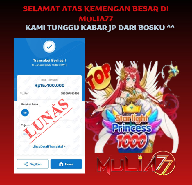 Menang Jackpot Slot Online Gacor MULIA77 Resmi Rp 15.400.000