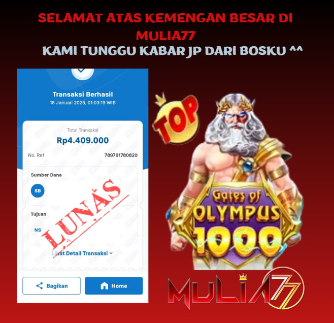 Menang Jackpot Slot Online Gacor MULIA77 Resmi Rp 4.409.000