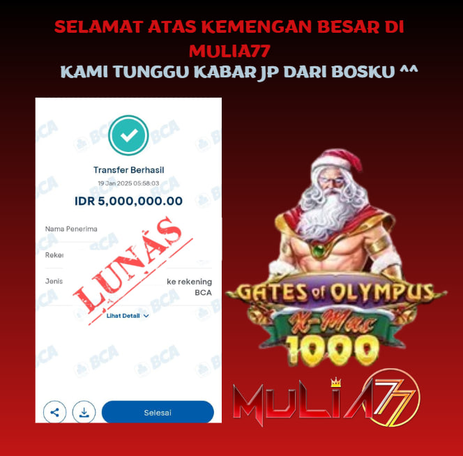 Menang Jackpot Slot Online Gacor MULIA77 Resmi Rp  5.000.000