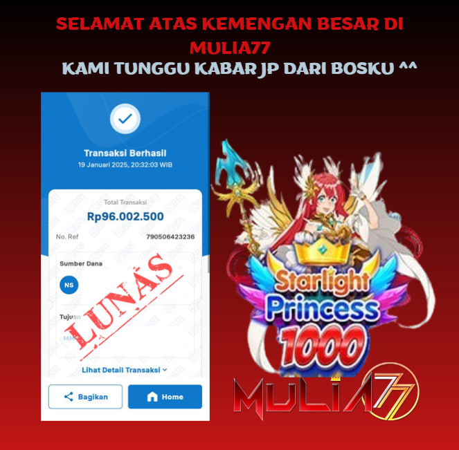 Menang Jackpot Slot Online Gacor MULIA77 Resmi Rp 96.000.000