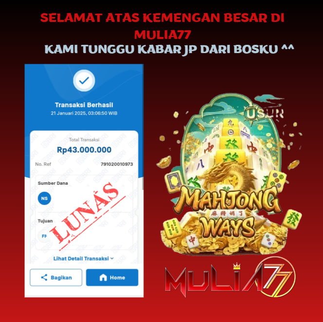 Menang Jackpot Slot Online Gacor MULIA77 Resmi Rp 43.000.000