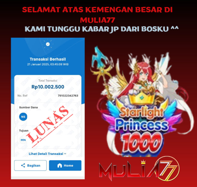 Menang Jackpot Slot Online Gacor MULIA77 Resmi Rp 10.000.000