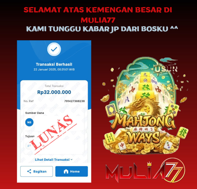 Menang Jackpot Slot Online Gacor MULIA77 Resmi Rp 32.000.000