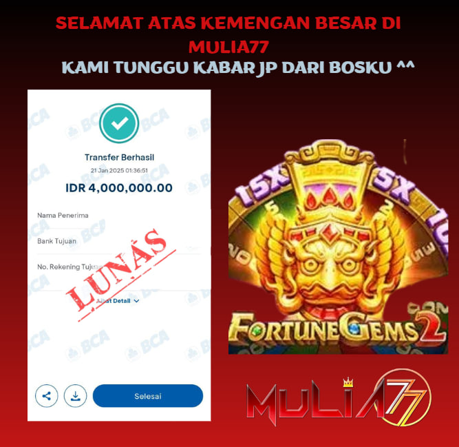 Menang Jackpot Slot Online Gacor MULIA77 Resmi Rp 4.000.000