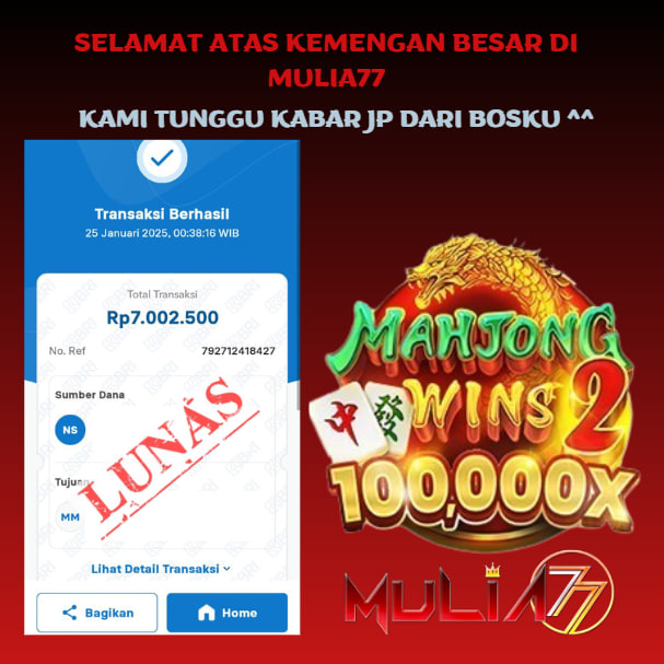 Menang Jackpot Slot Online Gacor MULIA77 Resmi Rp 7.000.000