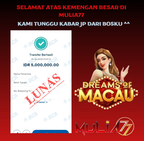 Menang Jackpot Slot Online Gacor MULIA77 Resmi Rp 5.000.000
