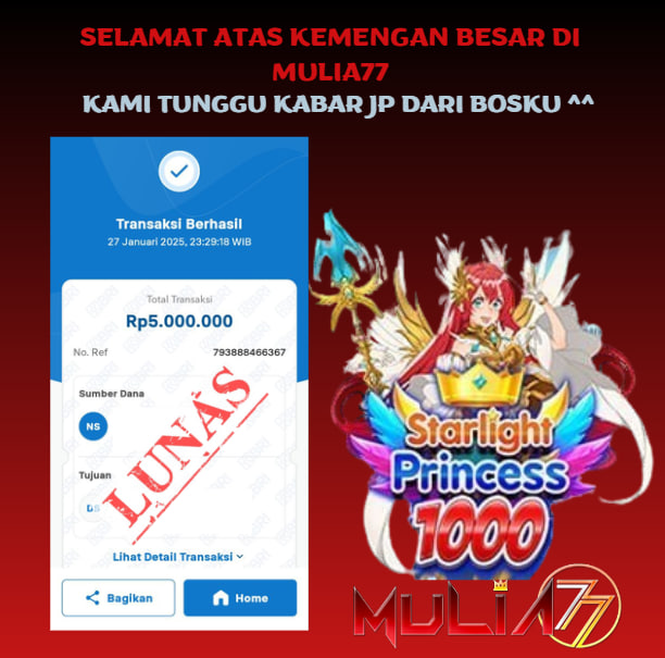 Menang Jackpot Slot Online Gacor MULIA77 Resmi Rp 5.000.000