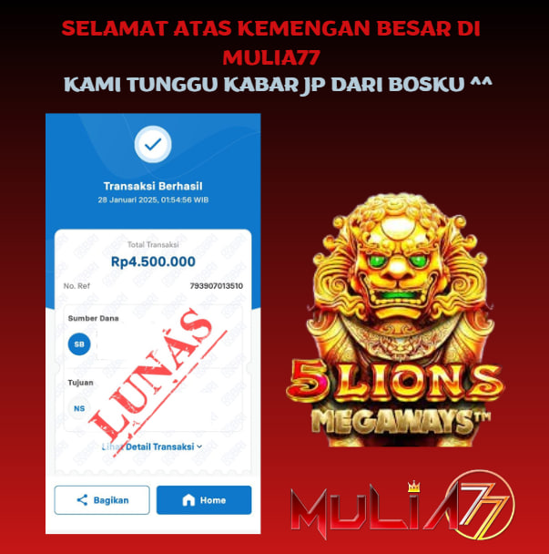 Menang Jackpot Slot Online Gacor MULIA77 Resmi Rp 4.500.000