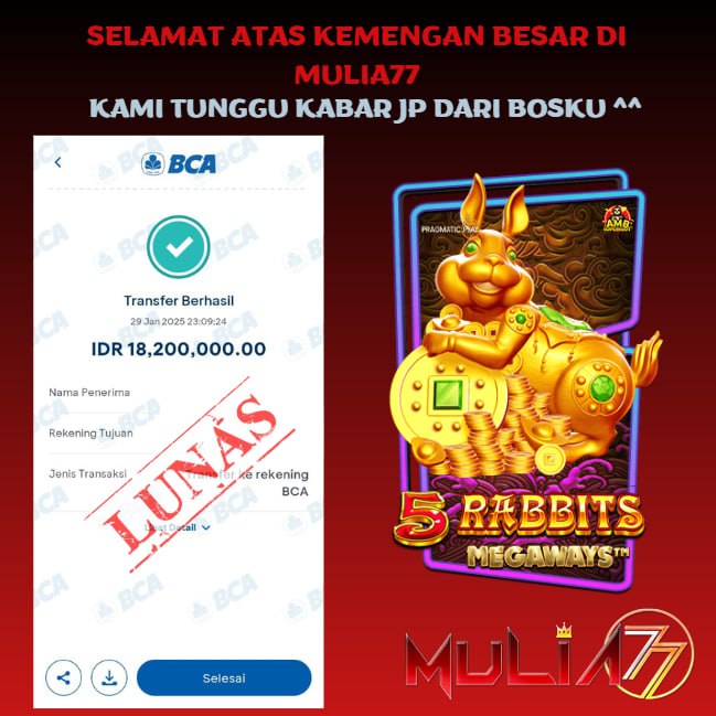 Menang Jackpot Slot Online Gacor MULIA77 Resmi Rp 18.200.000