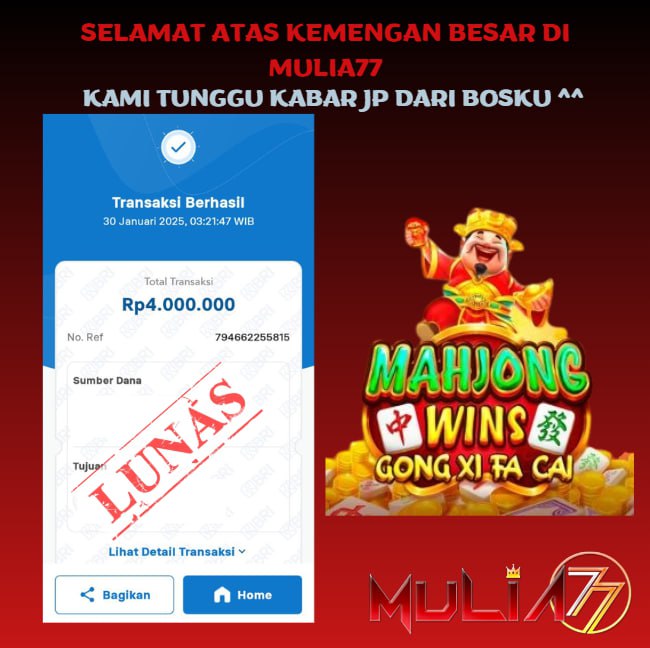 Menang Jackpot Slot Online Gacor MULIA77 Resmi Rp 4.000.000