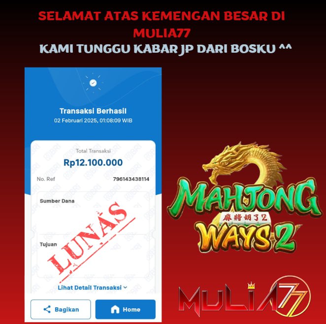 Menang Jackpot Slot Online Gacor MULIA77 Resmi Rp 12.100.000