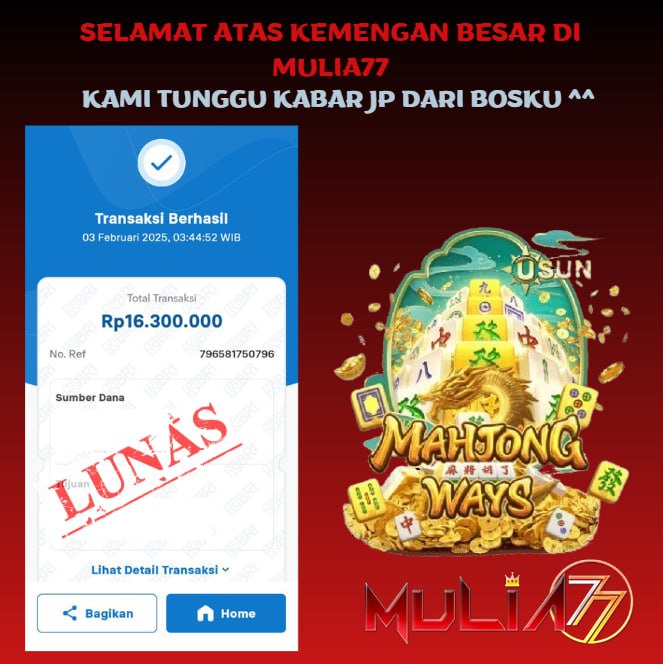 Menang Jackpot Slot Online Gacor MULIA77 Resmi Rp 16.300.000