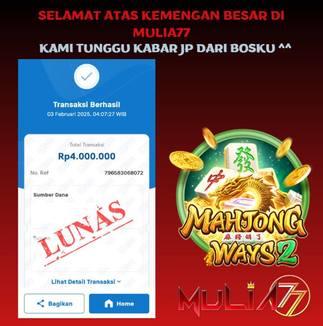 Menang Jackpot Slot Online Gacor MULIA77 Resmi Rp 4.000.000