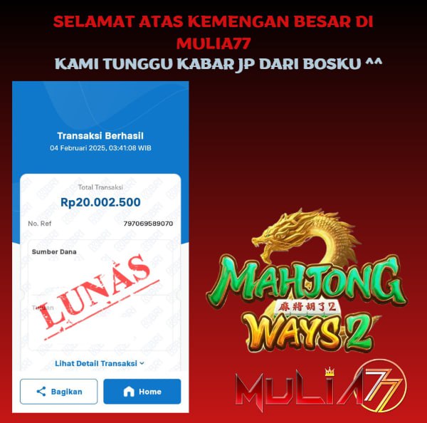 Menang Jackpot Slot Online Gacor MULIA77 Resmi Rp 20.002.500