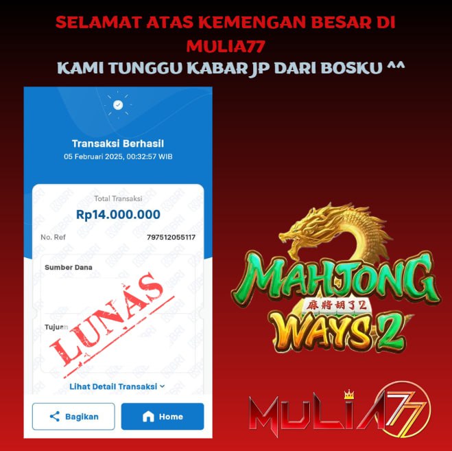 Menang Jackpot Slot Online Gacor MULIA77 Resmi Rp 14.000.000
