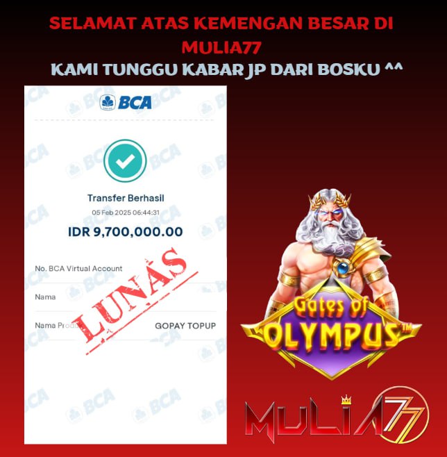 Menang Jackpot Slot Online Gacor MULIA77 Resmi Rp 9.700.000