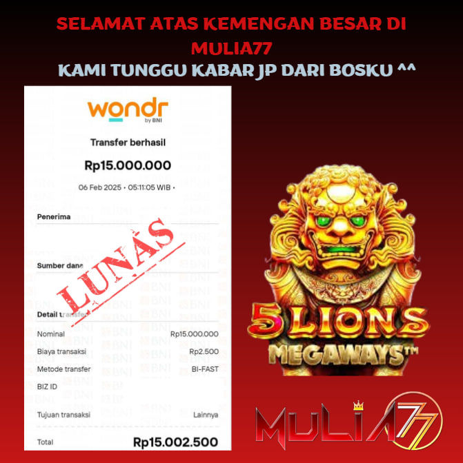 Menang Jackpot Slot Online Gacor MULIA77 Resmi Rp 15.000.000