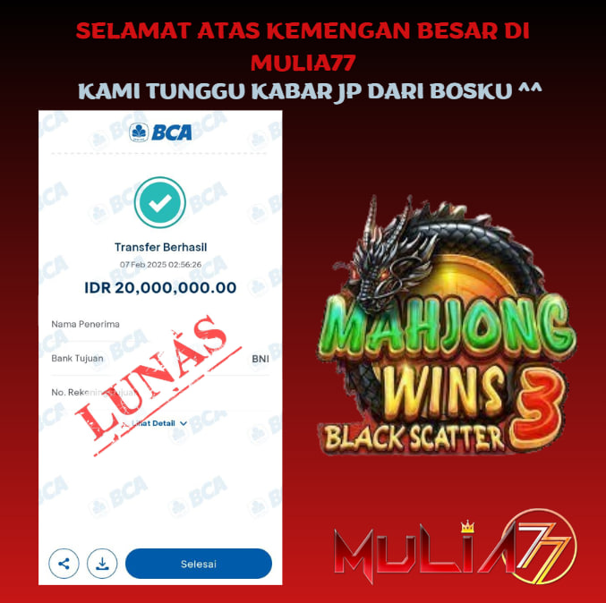Menang Jackpot Slot Online Gacor MULIA77 Resmi Rp 20.000.000