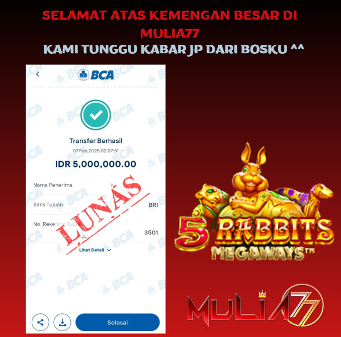 Menang Jackpot Slot Online Gacor MULIA77 Resmi Rp 5.000.000
