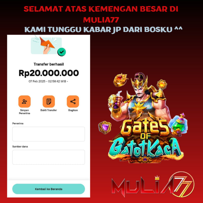 Menang Jackpot Slot Online Gacor MULIA77 Resmi Rp 20.000.000