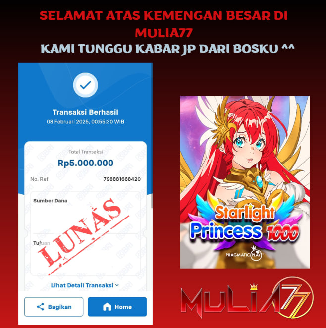 Menang Jackpot Slot Online Gacor MULIA77 Resmi Rp 5.000.000