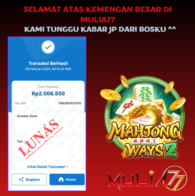 Menang Jackpot Slot Online Gacor MULIA77 Resmi Rp 2.006.500