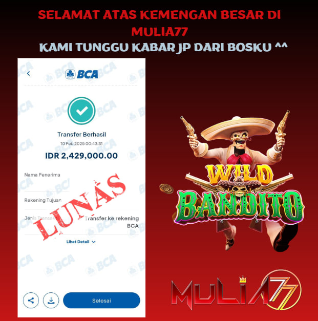 Menang Jackpot Slot Online Gacor MULIA77 Resmi Rp 2.429.000