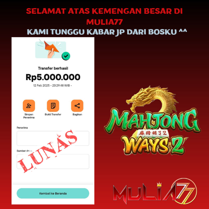 Menang Jackpot Slot Online Gacor MULIA77 Resmi Rp 5.000.000