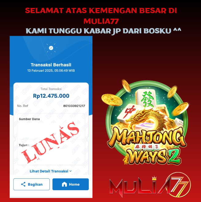 Menang Jackpot Slot Online Gacor MULIA77 Resmi Rp 12.475.000
